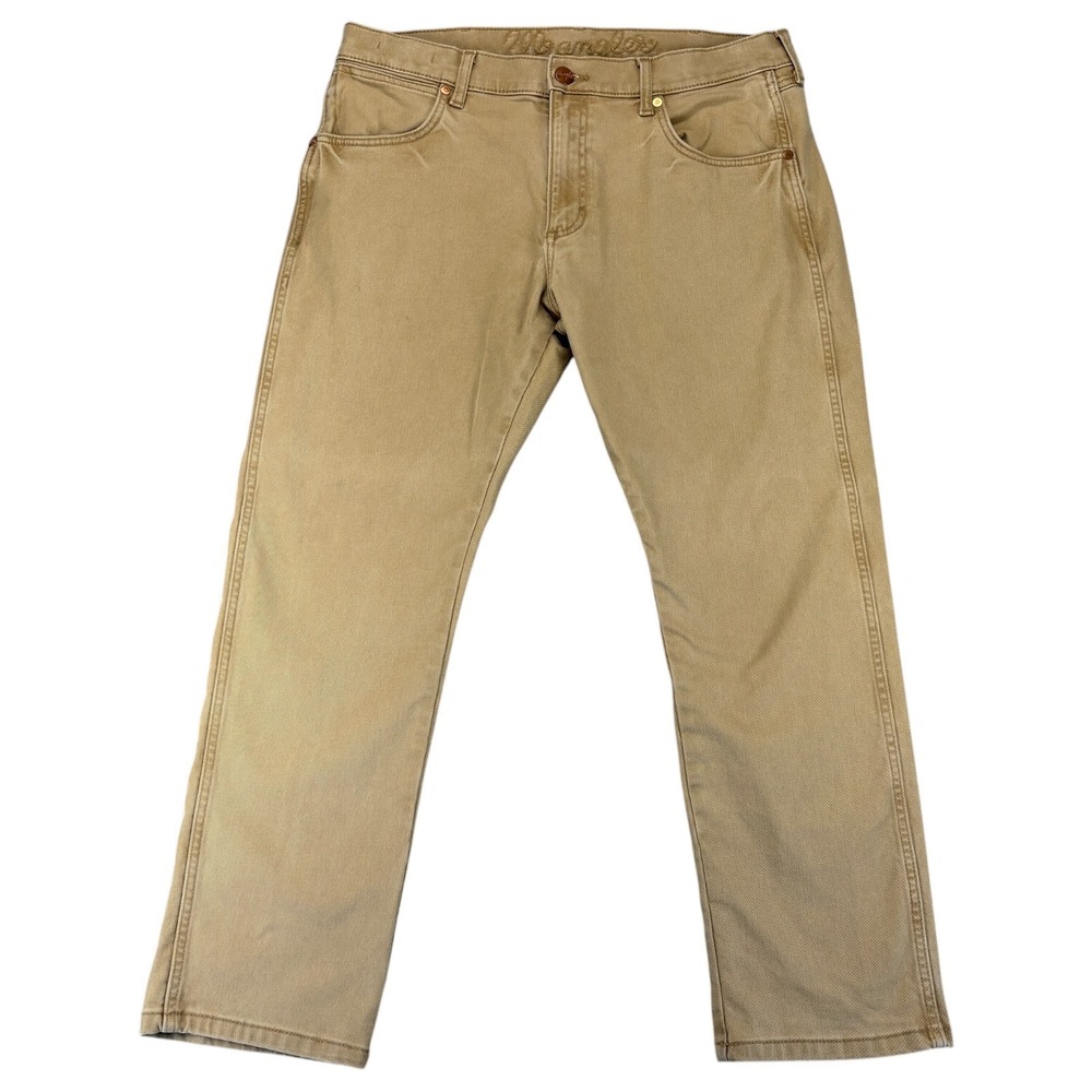 Wrangler Retro Jeans Mens 36x30 Tan Khaki Slim Straight Stretch Western Cowboy